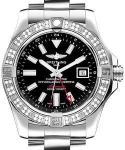 Avenger II GMT 43mm Automatic in Steel with Diamond Bezel On Steel Bracelet with Black Dial