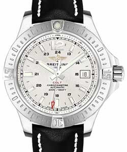 Colt 44mm in Steel on Black Calfskin Leather Strap with Silver Dial