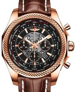 Bentley B05 Unitime Chronograph 49mm in Rose Gold on Brown Crocodile Strap with Black Dial