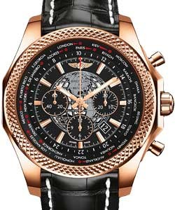 Bentley B05 Unitime Chronograph 49mm in Rose Gold on Black Crocodile Strap with Black Dial