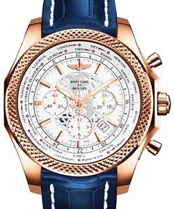 Bentley B05 Unitime Chronograph 49mm in Rose Gold on Blue Crocodile Strap with White Dial