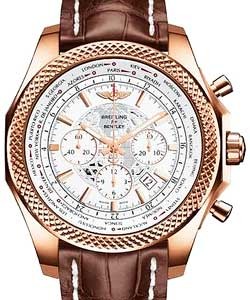 Bentley B05 Unitime Chronograph 49mm in Rose Gold on Brown Crocodile Strap with White Dial