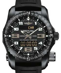 Professional Emergency 51mm Quartz in Titanium-PVD on Black Rubber Strap with Volcano Black Dial
