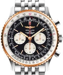 Navitimer 01 46mm Automatic in Steel with Rose Gold Bezel on Steel Braclet with Black Dial
