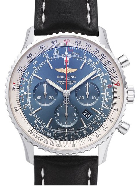 Montbrillant 01 Automatic Chronograph in Steel On Black Clafskin Leather Strap with Blue Dial
