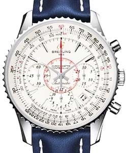 Montbrillant 01 Chronograph 40mm in Steel On Blue Calfskin Leather Strap with Silver Dial