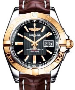 Galactic 41 Automatic in 2-Tone on Brown Crocodile Strap with Black Dial