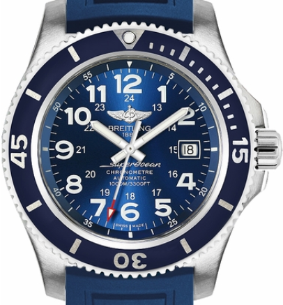 Superocean II in Steel with Blue Bezel On Blue Rubber Strap with Blue Dial