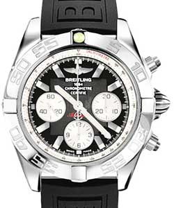 Chronomat 44 Chronograph Automatic in Steel on Black Rubber Strap with Black Dial