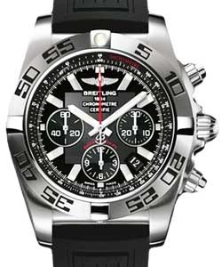 Chronomat 44 Chronograph Automatic in Steel on Black Rubber Strap with Black Dial