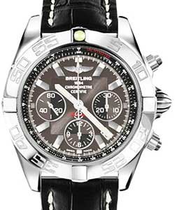 Chronomat 44 Chronograph Automatic in Steel on Black Crocodile Strap with Black Dial