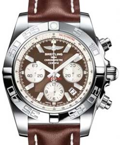 Chronomat 44 Chronograph Automatic in Steel on Brown Calfskin Strap with Brown Dial