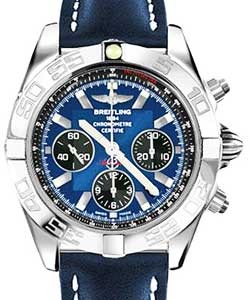 Chronomat 44 Chronograph Automatic in Steel on Blue Calfskin Leather Strap with Blue Dial