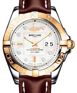 Galactic 41 Automatic in 2-Tone on Brown Calfskin Leather Strap with MOP Diamond Dial