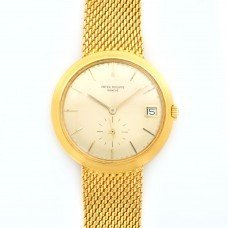 Calatrava 3565 in Yellow Gold on Mesh Yellow Gold Bracelet with Gold Dial