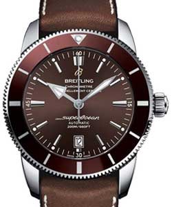 Superocean Heritage II 46mm Automatic in Steel on Brown Calfskin Leather Strap with Brown Dial