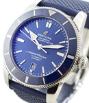 Superocean Heritage II 46mm in Steel on Blue Rubber Strap with Blue Dial