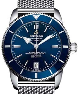 Superocean Heritage 42mm in Steel on Steel Mesh Braclet with Blue Dial