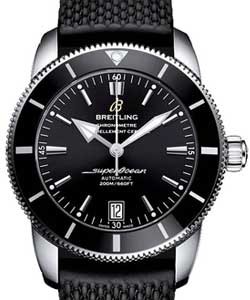 Superocean Heritage II 42mm in Steel with Black Bezel on Black Rubber Strap with Black Dial