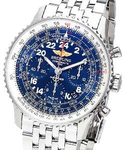 Navitimer Cosmonaute Chronograph 43mm in Steel on Steel Braclet with Aurora Blue Dial