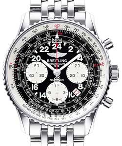 Navitimer Cosmonaute Chronograph in Steel on Steel Bracelet with Black Dial