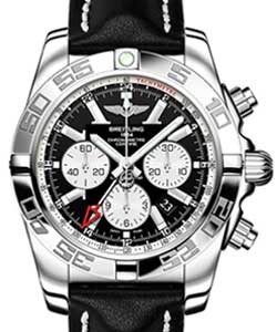 Chronomat GMT Chronograph in Steel On Black Calfskin Leather Strap with Black Dial
