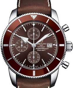 Superocean Heritage II in Steel with Bronze Ceramic Bezel on Brown Leather Strap with Brown Dial