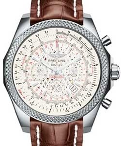 Bentley B06 Chronograph Automatic 49mm in Steel on Brown Crocodile Strap with Silver Dial