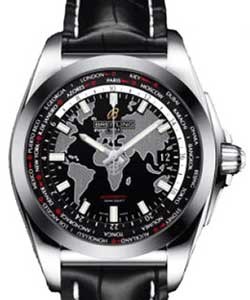 Galactic Unitime 44mm Automatic in Steel on Black Crocodile Leather Strap with Black Dial