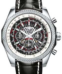 Bentley B06 Chronograph Automatic 49mm in Steel on Black Crocodile Strap with Black Dial