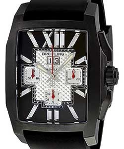 Flying B Chrono in Steel with Black Ion-Plated Bezel on Black Rubber Strap with Ebony Dial