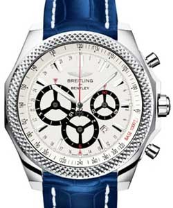 Bentley Barnato Chronograph in Steel on Blue Crocodile Strap with Silver Dial