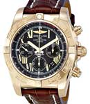 Chronomat 44 Chronograph 43.7mm Automatic in Rose Gold on Brown Crocodile Leather Strap with Black Roman Dial