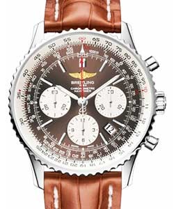 Navitimer 01 Panamerican 43mm in Steel on Brown Crocodile Leather Strap with Bronze Dial