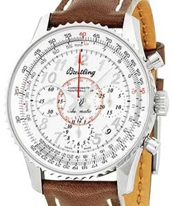 Montbrillant 40mm in Steel on Brown Calfskin Leather Strap with Silver Arabic Dial