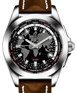 Galactic Unitime 44mm Automatic in Steel on Light Brown Leather Strap with Black Dial