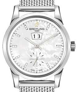 Transocean 38mm in Steel on Steel Bracelet with Mother of Pearl Diamond Dial