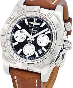 Chronomat Chronograph 44mm Automatic in Steel on Brown Leather Strap with Black Dial