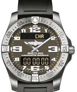 Aerospace Evo Chronograph LCD Display  in Titanium on Black Rubber Strap with Grey Dial