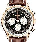 Navitimer 01 Chronograph Automatic in Rose Gold on Brown Crocodile Leather Strap with Black Dial - Silver Subdials