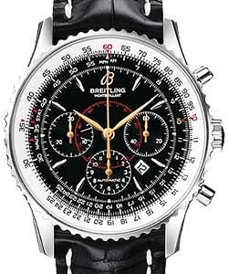 Montbrillant Datora Chronograph Automatic in Steel on Black Crocodile Strap with Black Dial