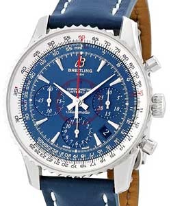 Montbrillant 01 Chronograph Automatic 40mm in Steel On Blue Calfskin Leather Strap with Blue Dial