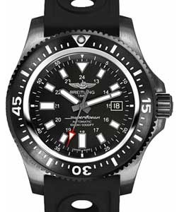 Superocean 44 Special Automatic in Black Steel On Black Ocean Rubber Strap with Black Dial