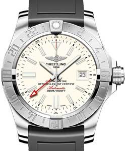 Avenger II GMT 43mm in Steel On Black Rubber Strap with Silver Dial