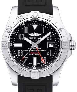 Avenger II GMT Automatic 43mm in Steel On Black Rubber Strap with Black Dial