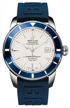 Superocean Heritage in Steel with Blue Bezel on Blue Rubber Strap with Silver Dial