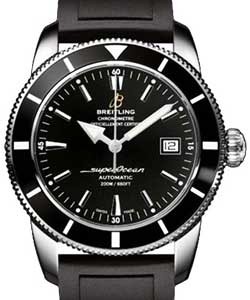 Superocean Heritage 42 Automatic in Steel with Black Bezel on Black Rubber Strap with Black Dial