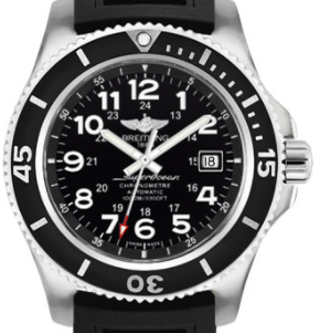 Superocean II 44 in Steel with Black Bezel on Black Rubber Strap with Black Dial