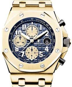 Royal Oak Offshore Chronograph in Yellow Gold on Yellow Gold Bracelet with Blue Dial