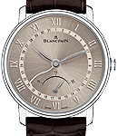Villeret Ultra Slim Date 30 Seconds Retrograde  in White Gold on Brown Alligator Leather Strap with Roman White Dial